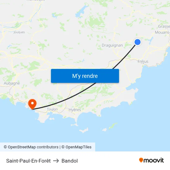 Saint-Paul-En-Forêt to Bandol map