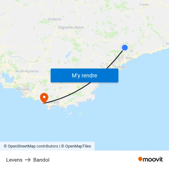 Levens to Bandol map