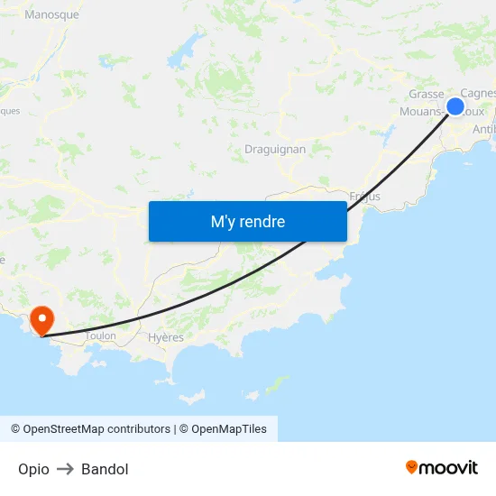Opio to Bandol map