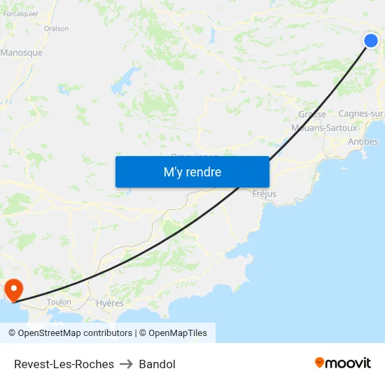 Revest-Les-Roches to Bandol map