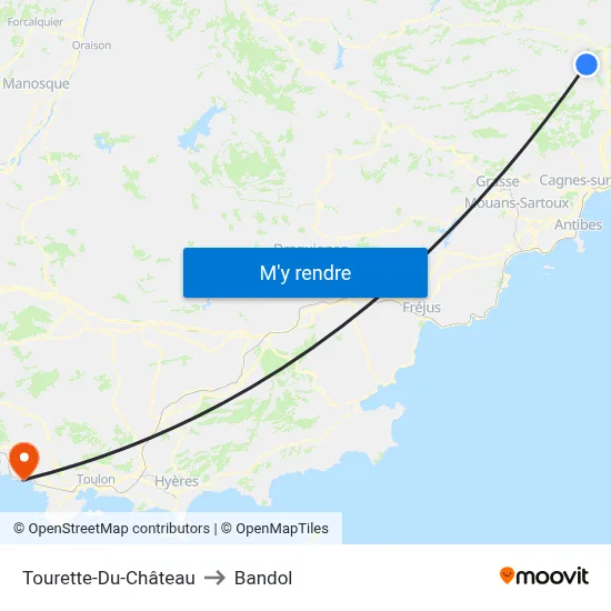 Tourette-Du-Château to Bandol map