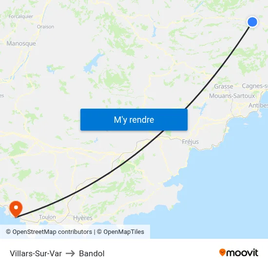 Villars-Sur-Var to Bandol map