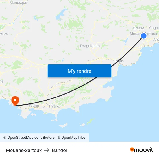 Mouans-Sartoux to Bandol map