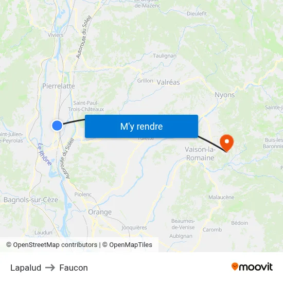 Lapalud to Faucon map