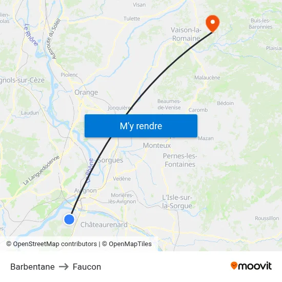 Barbentane to Faucon map