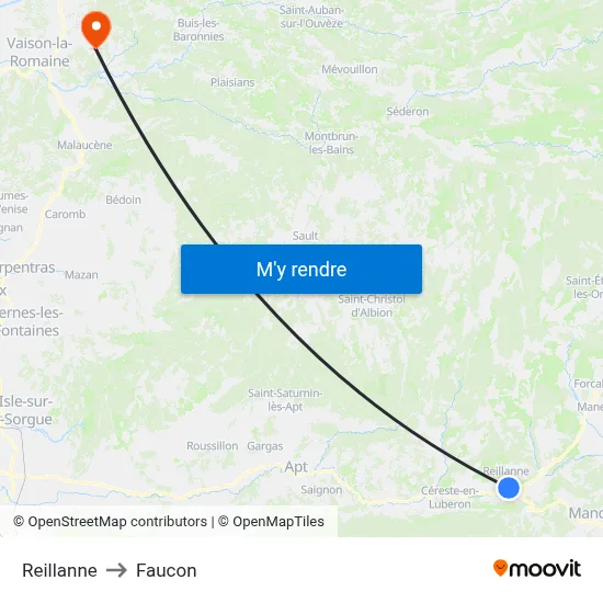 Reillanne to Faucon map
