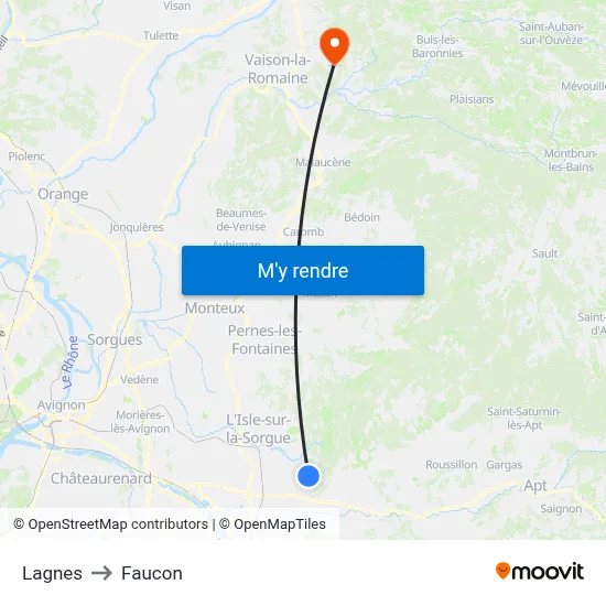 Lagnes to Faucon map
