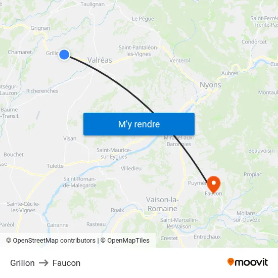 Grillon to Faucon map