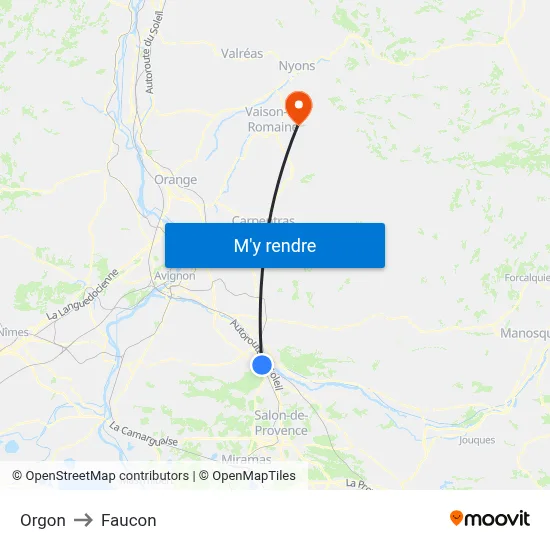 Orgon to Faucon map