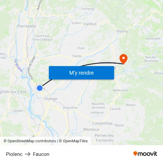 Piolenc to Faucon map