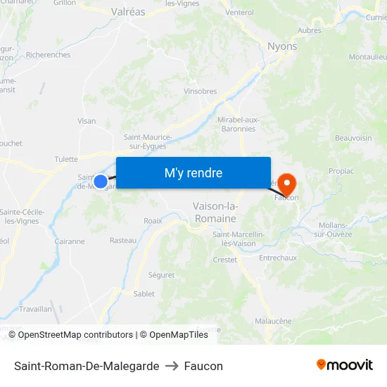 Saint-Roman-De-Malegarde to Faucon map