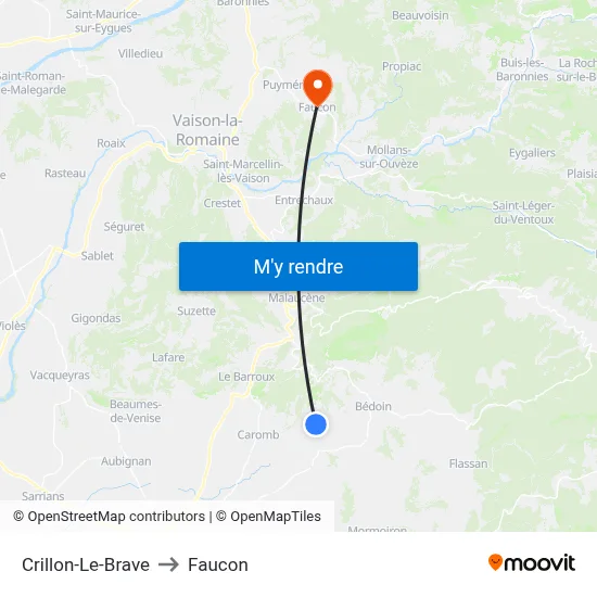 Crillon-Le-Brave to Faucon map