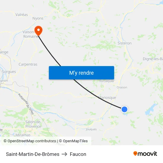 Saint-Martin-De-Brômes to Faucon map