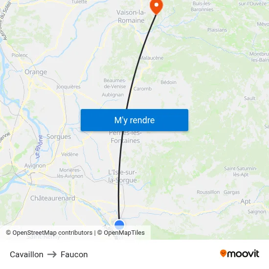 Cavaillon to Faucon map