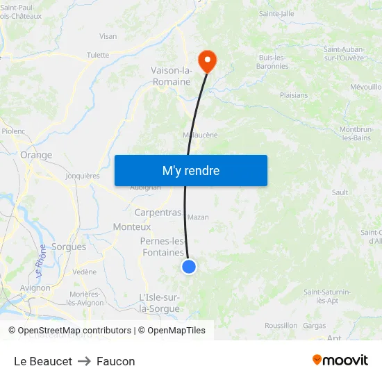 Le Beaucet to Faucon map