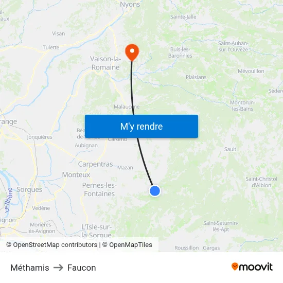 Méthamis to Faucon map