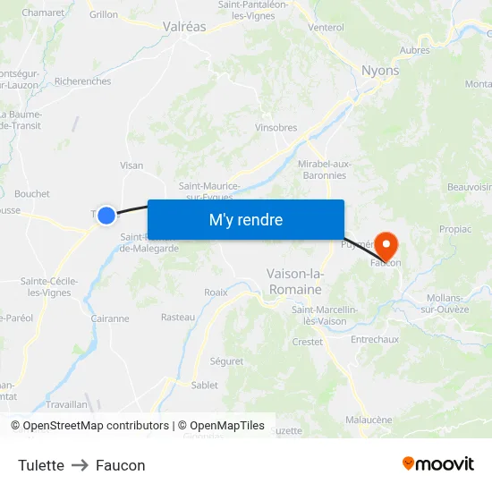 Tulette to Faucon map
