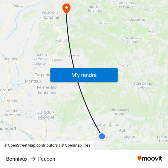 Bonnieux to Faucon map