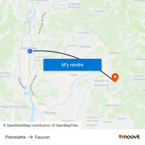 Pierrelatte to Faucon map