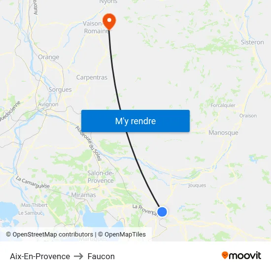Aix-En-Provence to Faucon map