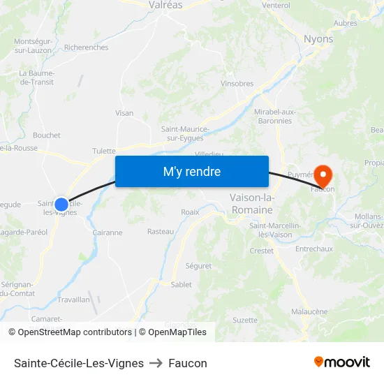 Sainte-Cécile-Les-Vignes to Faucon map