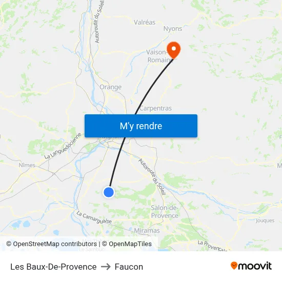 Les Baux-De-Provence to Faucon map
