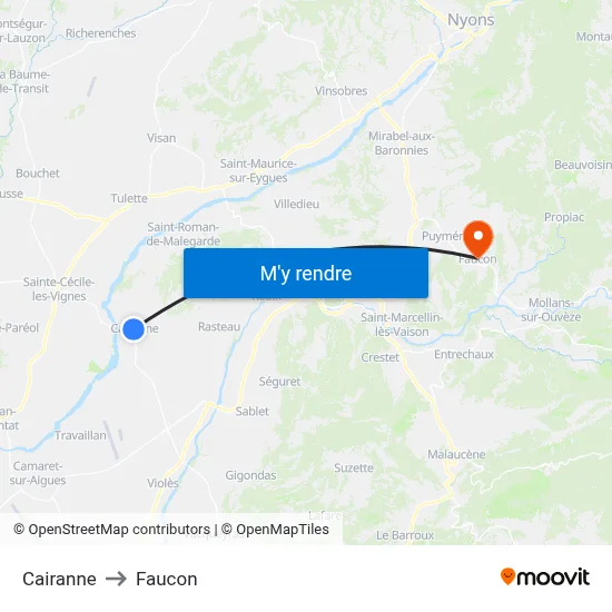Cairanne to Faucon map