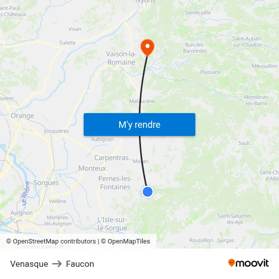 Venasque to Faucon map