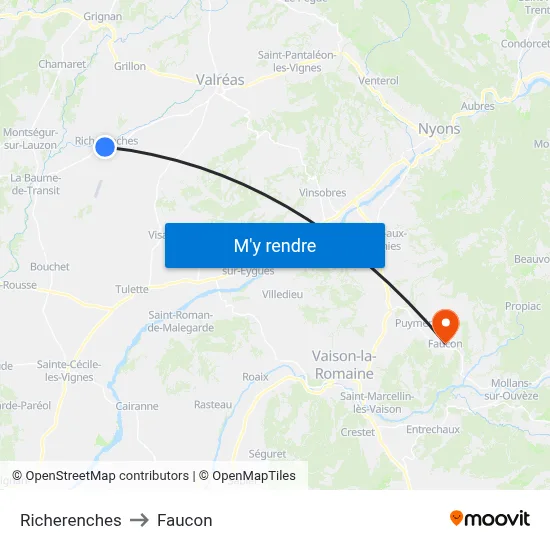 Richerenches to Faucon map
