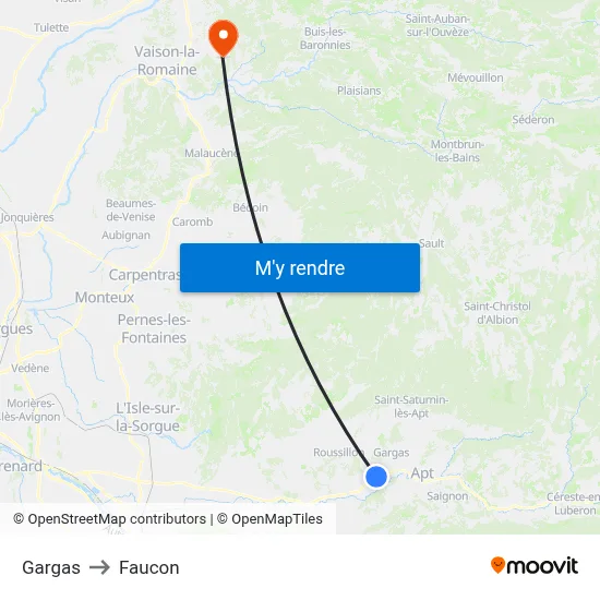 Gargas to Faucon map