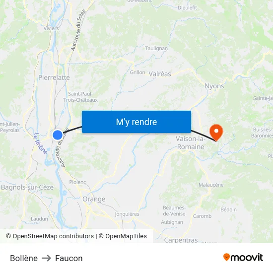 Bollène to Faucon map