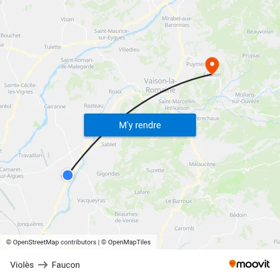 Violès to Faucon map