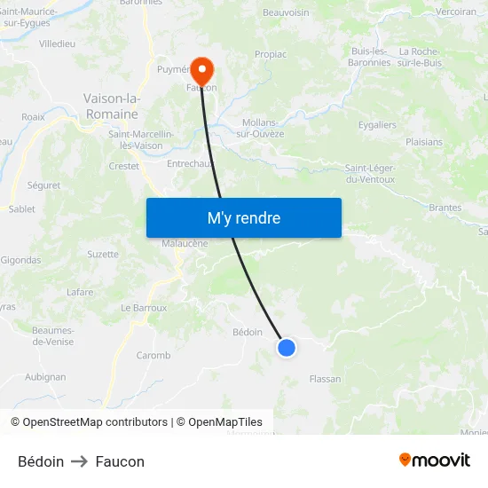 Bédoin to Faucon map