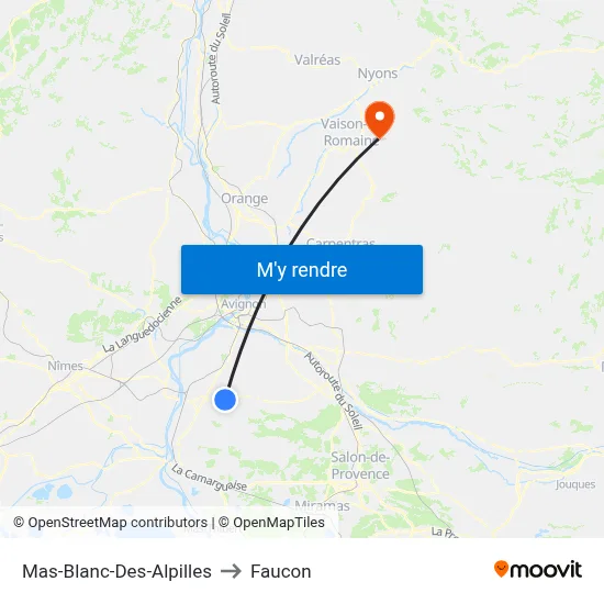 Mas-Blanc-Des-Alpilles to Faucon map