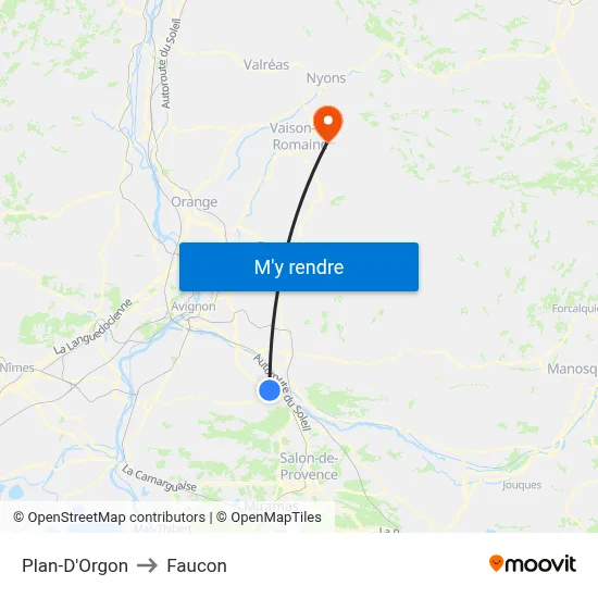 Plan-D'Orgon to Faucon map