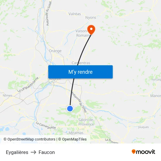 Eygalières to Faucon map