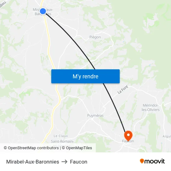 Mirabel-Aux-Baronnies to Faucon map