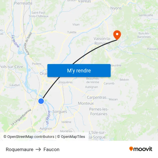 Roquemaure to Faucon map