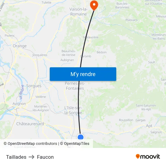 Taillades to Faucon map