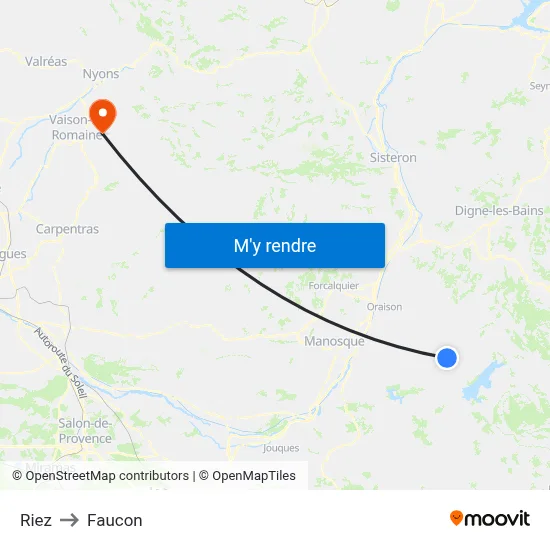Riez to Faucon map