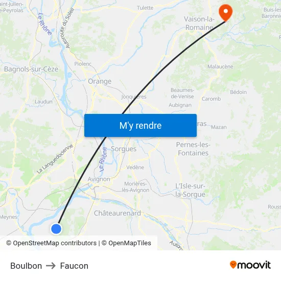Boulbon to Faucon map