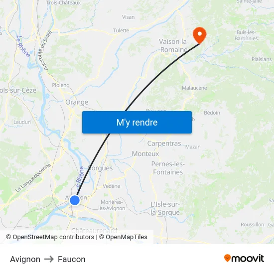 Avignon to Faucon map