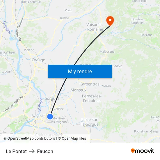 Le Pontet to Faucon map