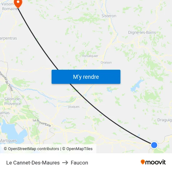 Le Cannet-Des-Maures to Faucon map