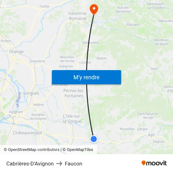 Cabrières-D'Avignon to Faucon map