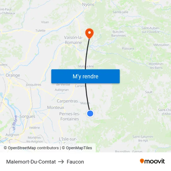Malemort-Du-Comtat to Faucon map