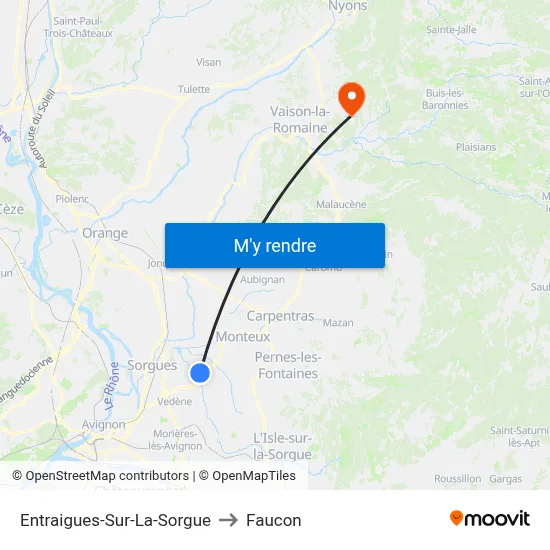 Entraigues-Sur-La-Sorgue to Faucon map