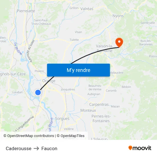 Caderousse to Faucon map