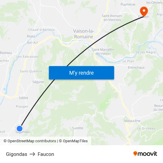 Gigondas to Faucon map