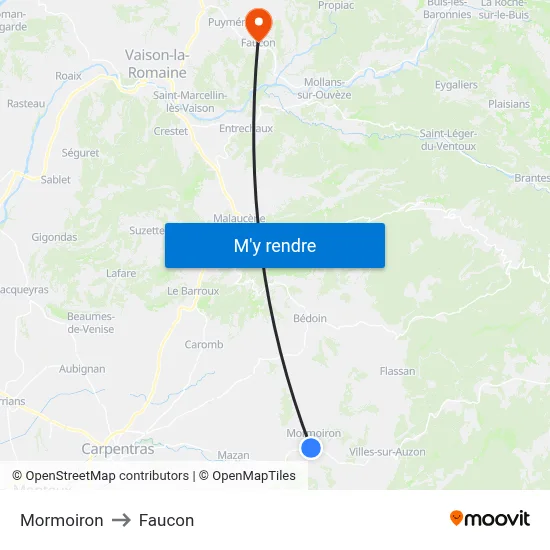 Mormoiron to Faucon map
